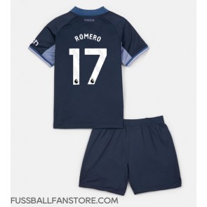 Tottenham Hotspur Cristian Romero #17 Replik Auswärtstrikot Kinder 2023-24 Kurzarm (+ Kurze Hosen)